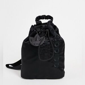 NWT - adidas Originals large logo mini satin backpack in black sporty casual